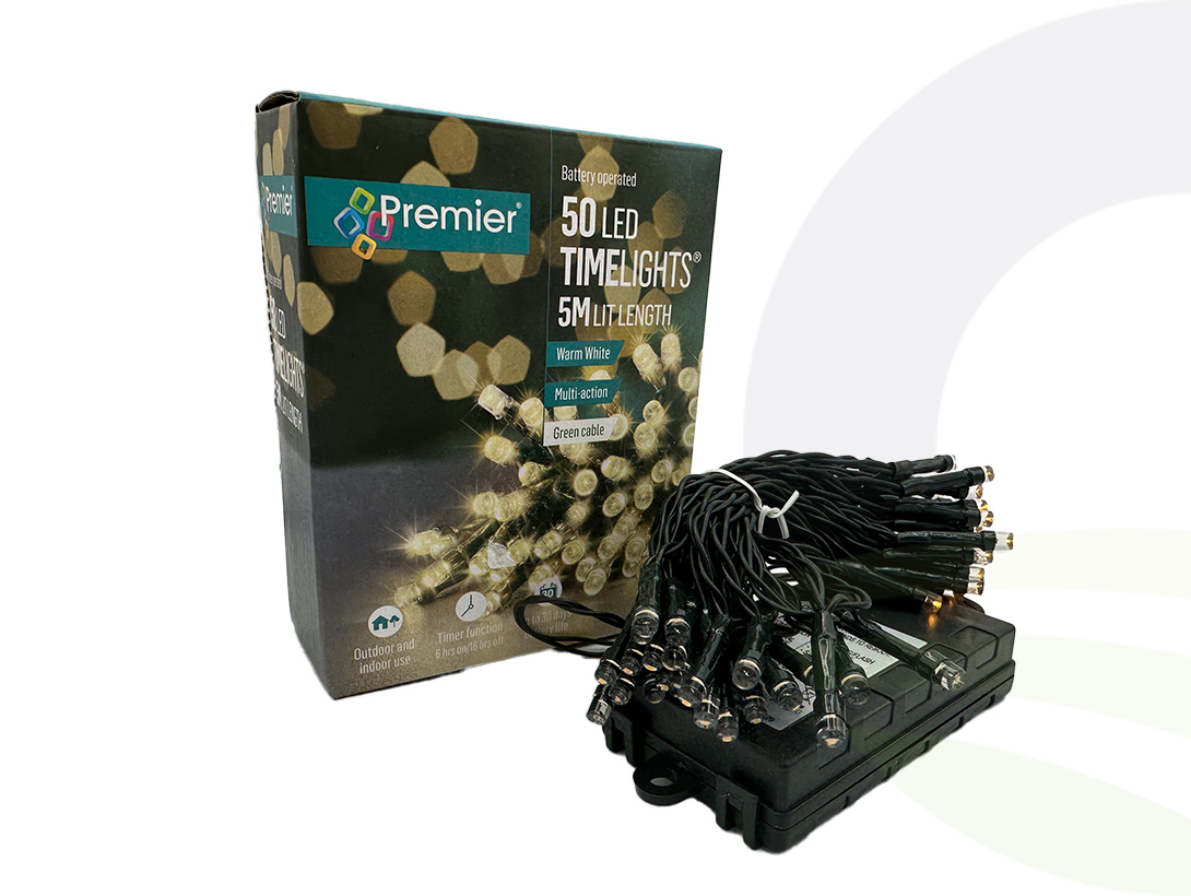 Premier 50 Led Lights With Timer - Warm