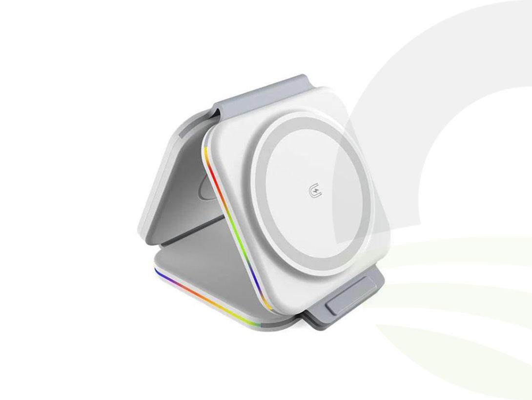 3 In 1 Foldable Wireless Charger White (Colour: White)