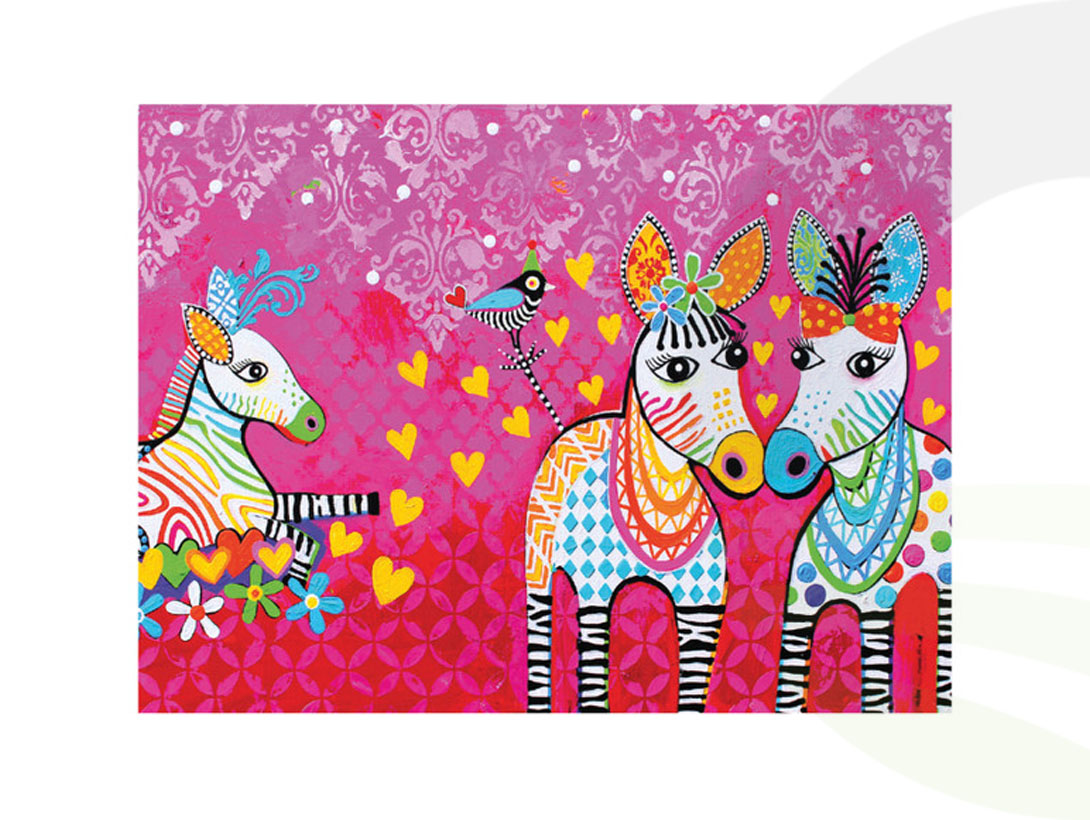 Love Hearts Zig Zag Zeb Tea Towel