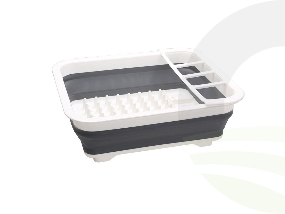 Collapsible-Wares Dish Rack With Cutlery Holder