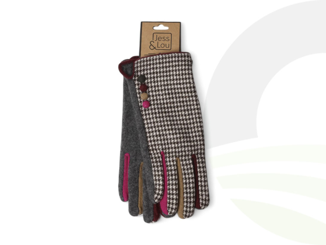 Jess & Lou Grey Buttoned Gloves