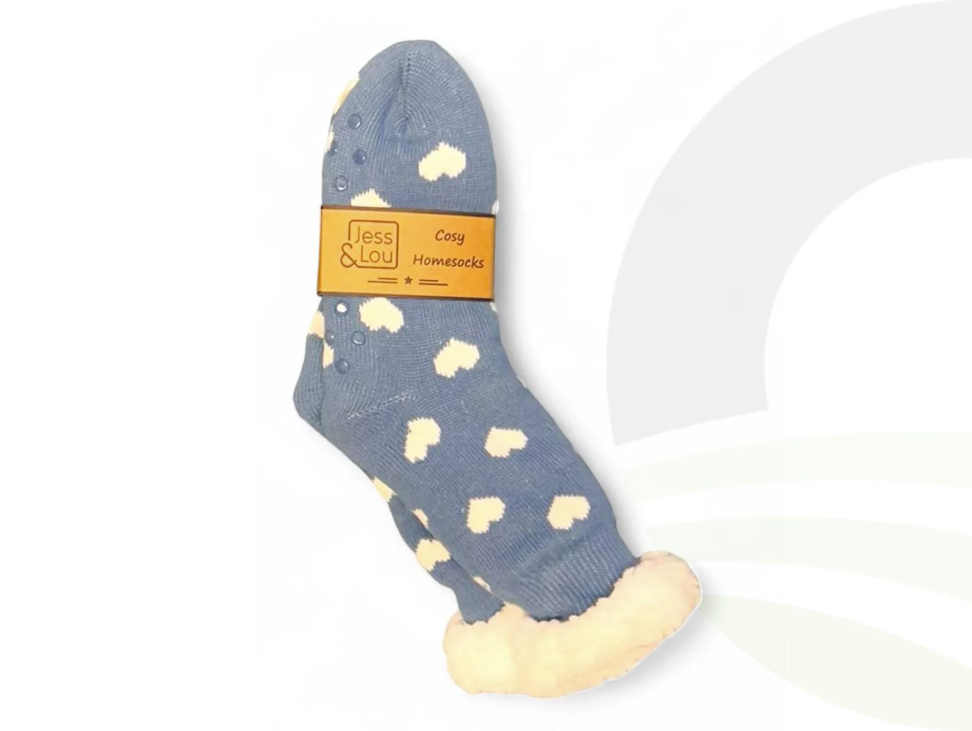 Jess & Lou Cornflower Hearts Slipper Socks