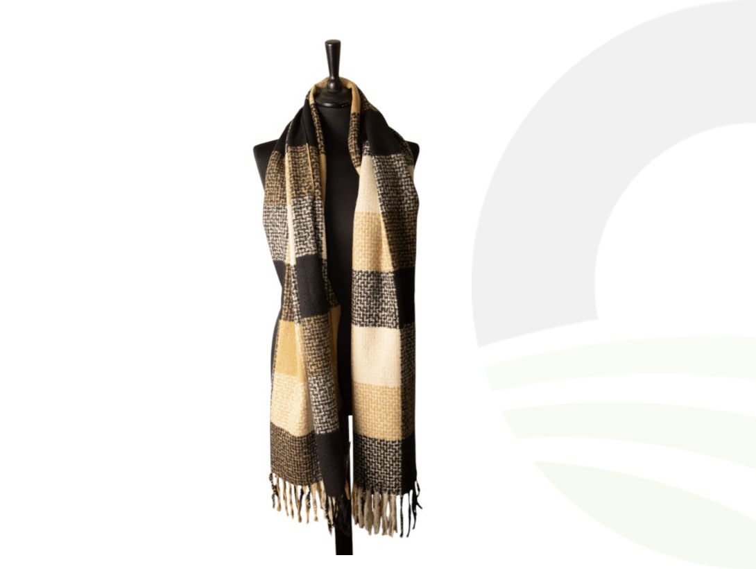 Jess & Lou Black Tan White Check Scarf