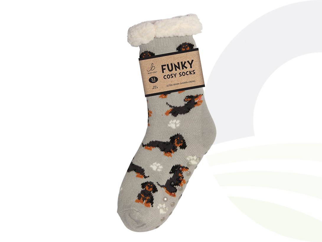 Sherpa Socks Sausage Dog Grey 4-8