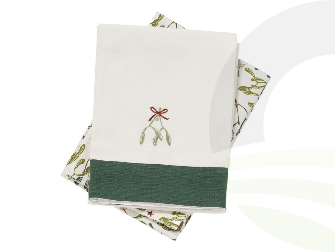 Walton&Co Robin & Mistletoe Tea Towel 2pcs
