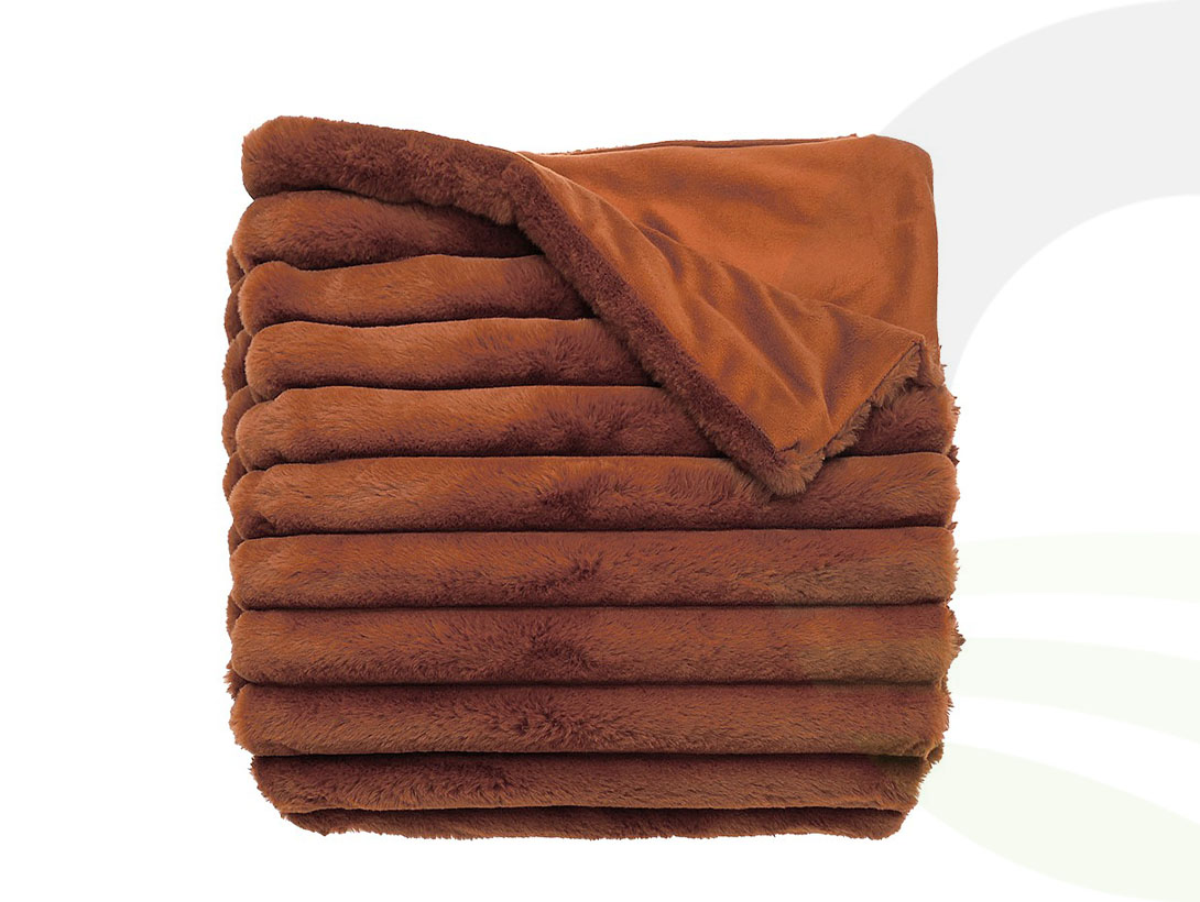 Walton&Co Ribbed Faux Fur Throw Spice (Size: Spice)