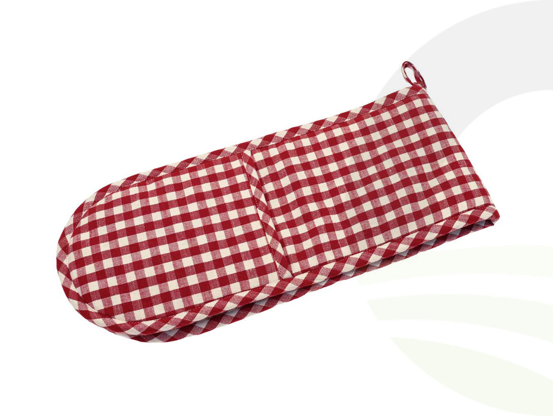 Walton&Co Gingham Double Oven Glove Red