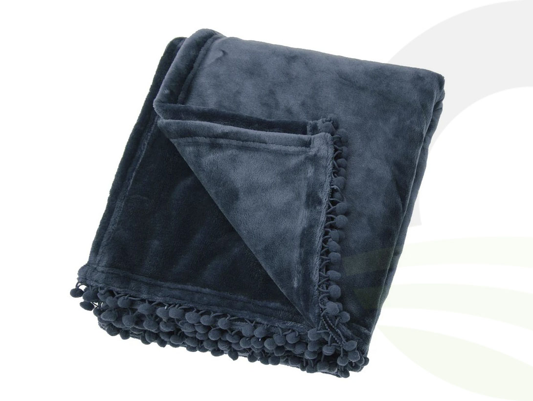 Walton&Co Cashmere Fleece Throw Slate Blue (Size: Slate Blue)