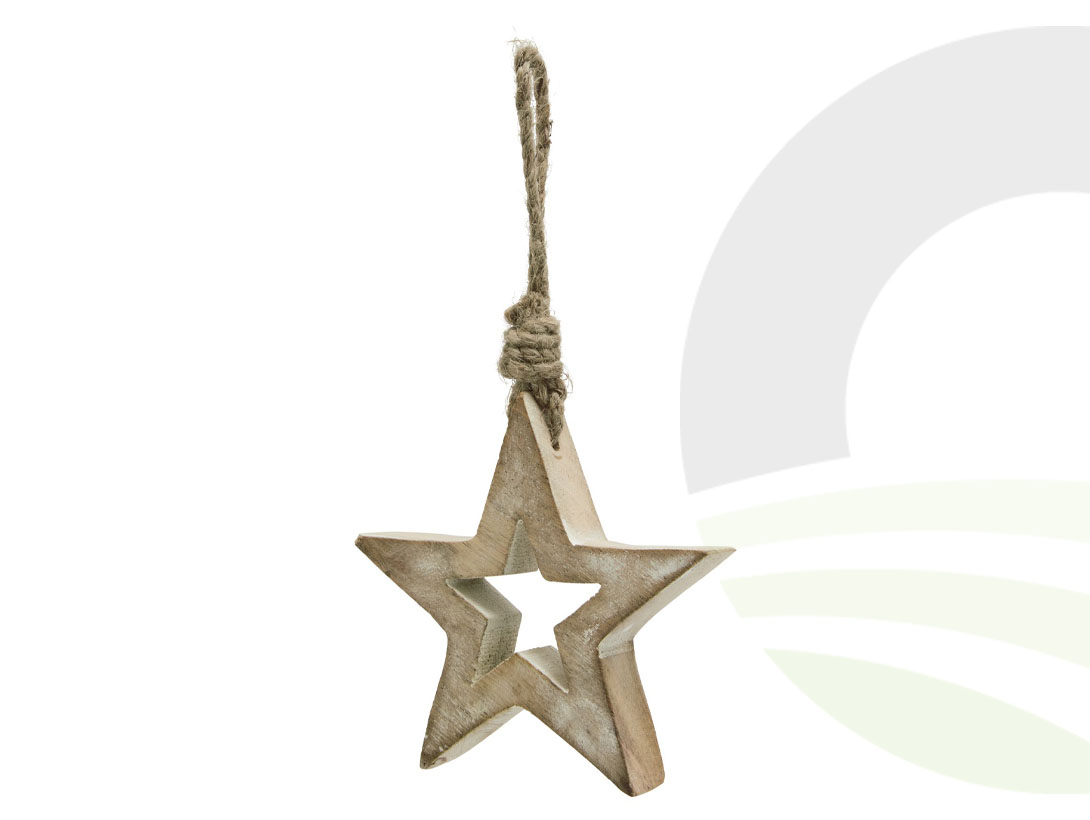 White Wash Hanging Star 10cm