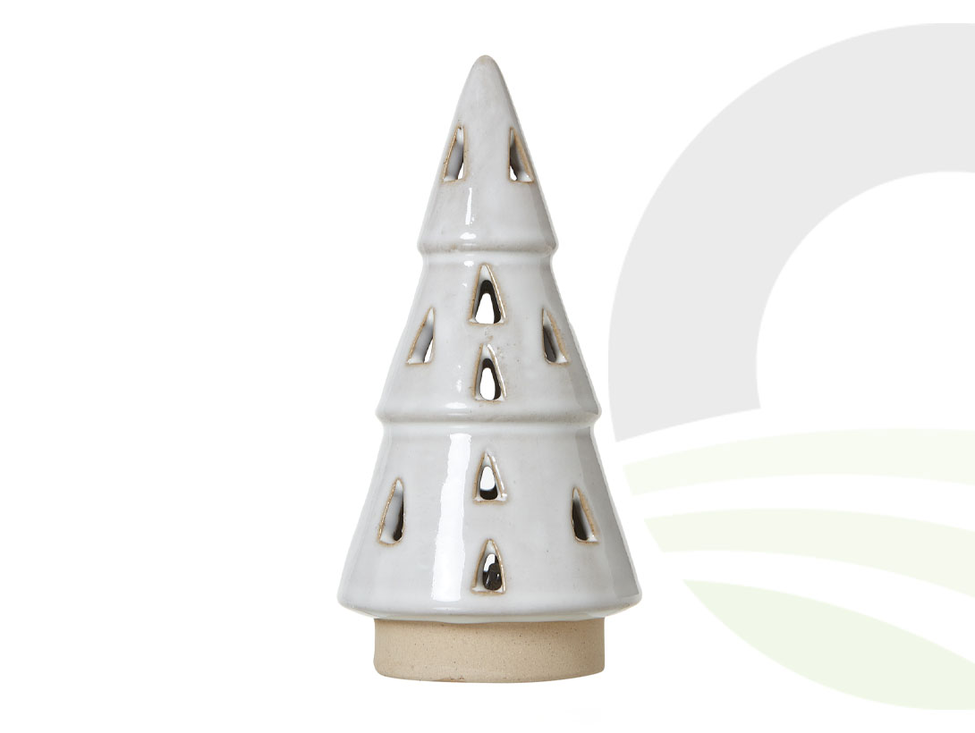 White Ceramic Cut-Out Tree With LED Lights