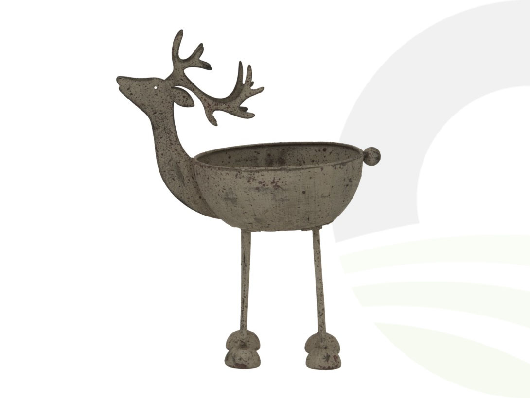 Rustic Metal Reindeer Bowl