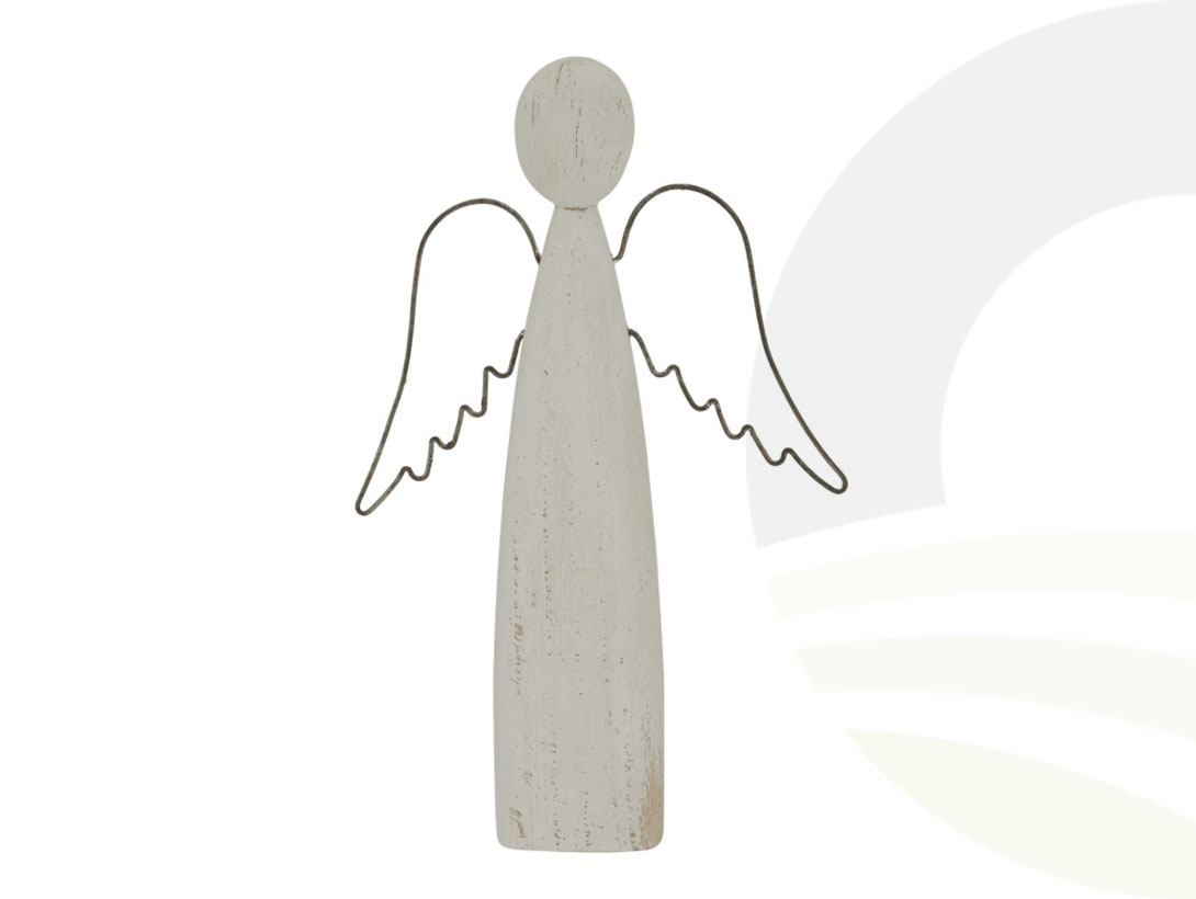 Whitewashed Rustic Standing Angel Large