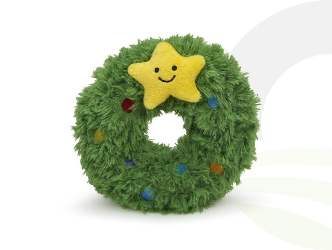 Petface Remy Wreath Plush & Rubber Christmas Dog Toy