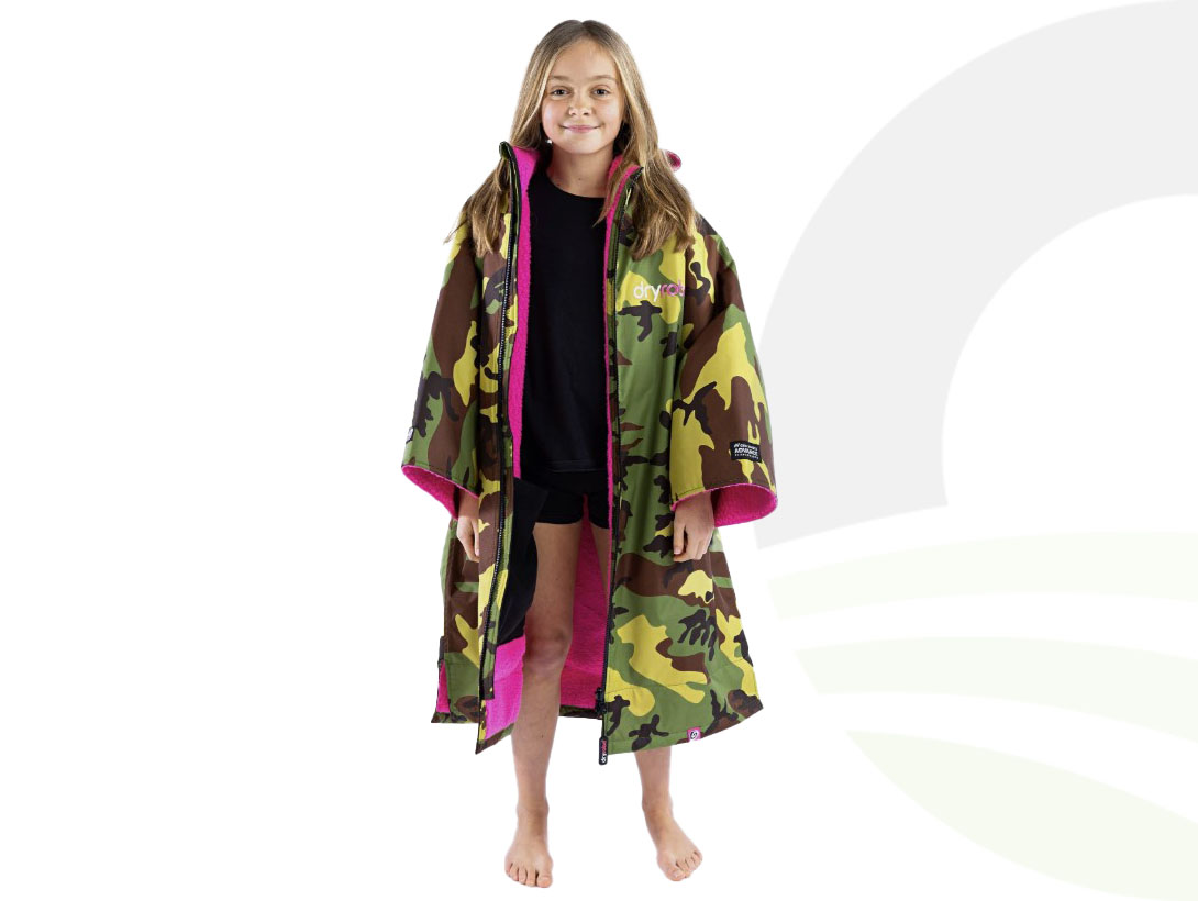 Dryrobe Advance Kids Shortsleeve Camo Pink 10-13