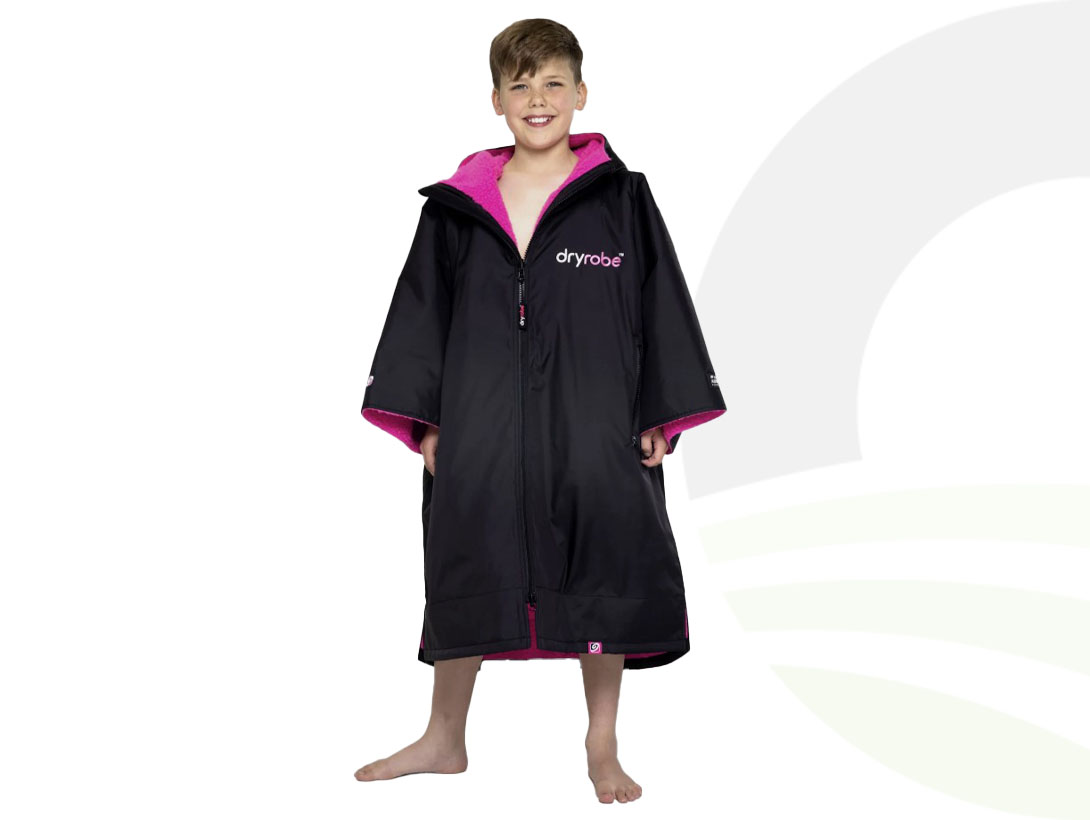 Dryrobe Advance Kids Shortsleeve Black Pink 10-13