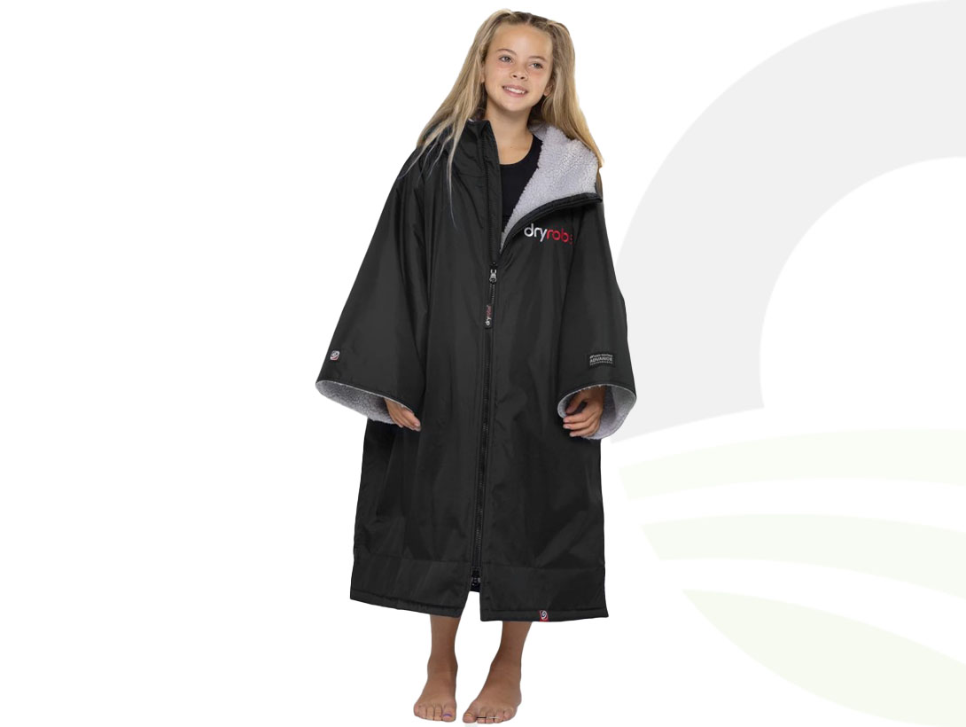 Dryrobe Advance Kids Shortsleeve Black Grey 5-9