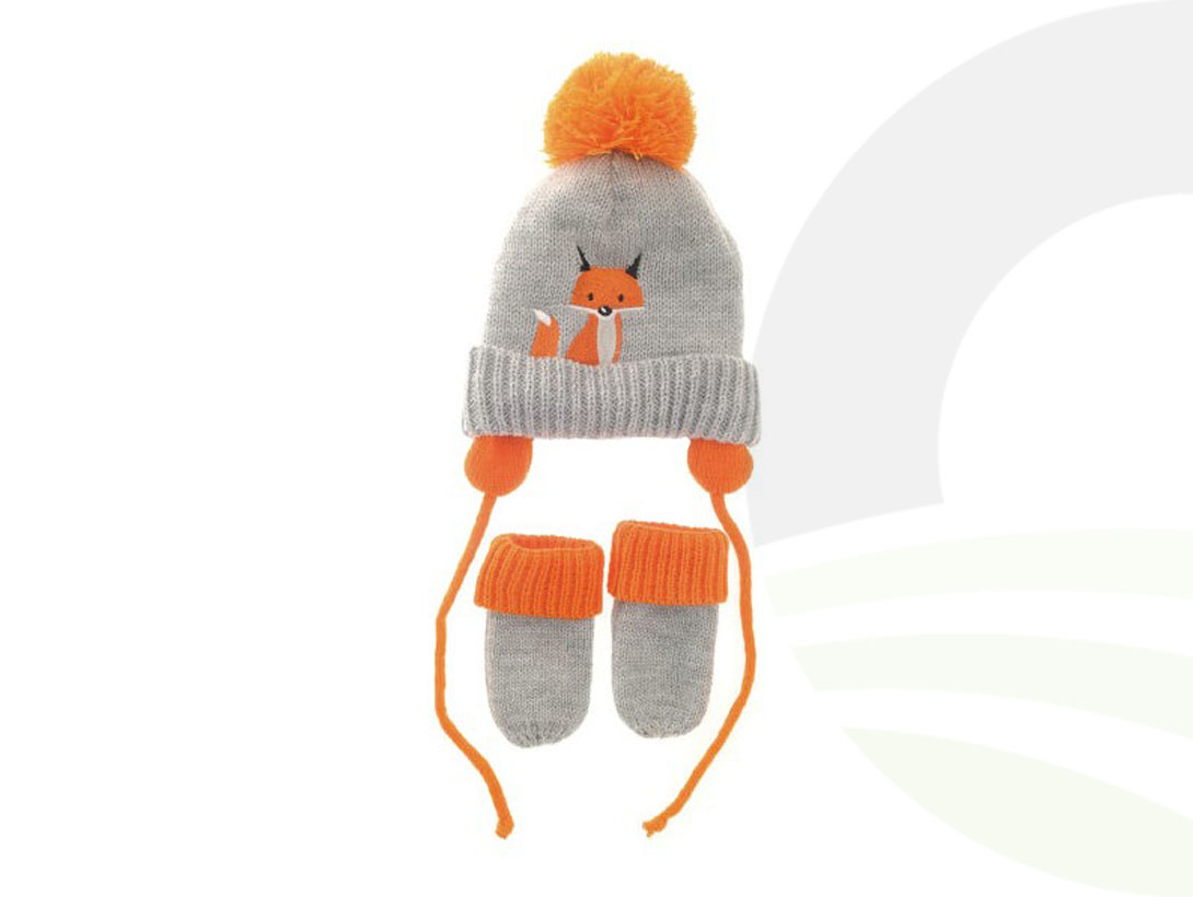 Fox Wooly Hat And Mittens 0-12