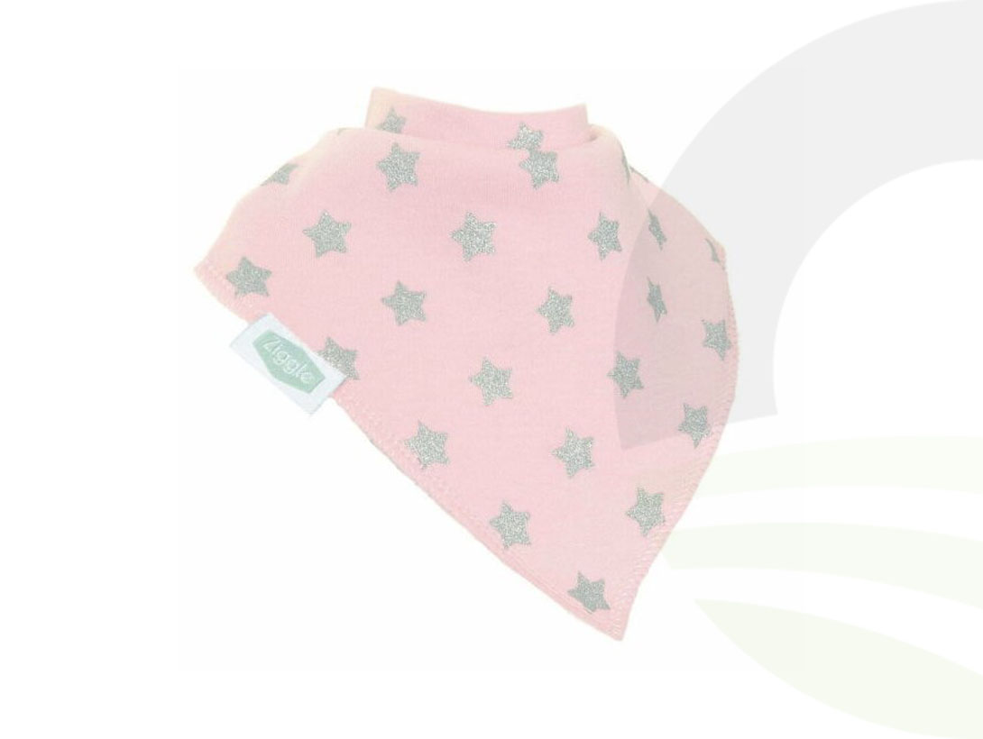 Pink With Silver Glitter Stars Bib