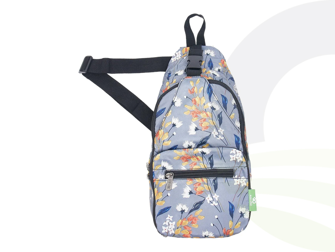 Grey Flowers Crossbody Bag