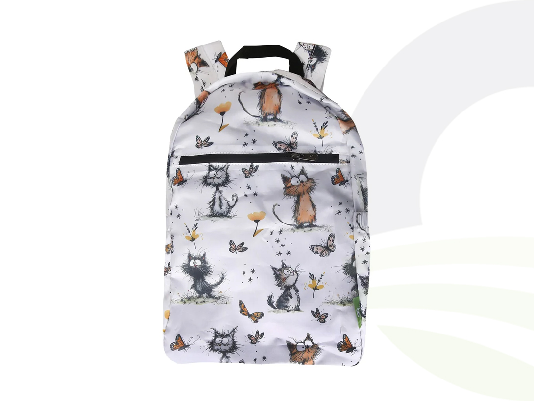 White Whimsy Cats Backpack