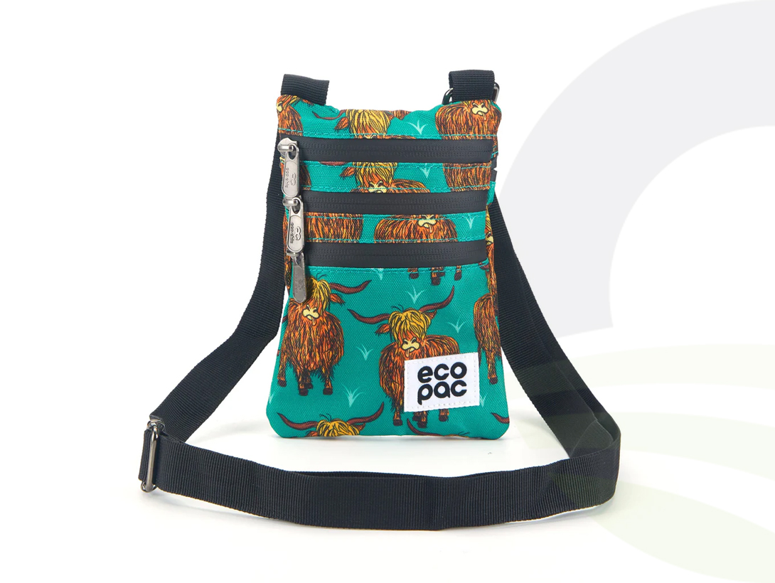 Teal Highland Cow Phone Crossbody Bag