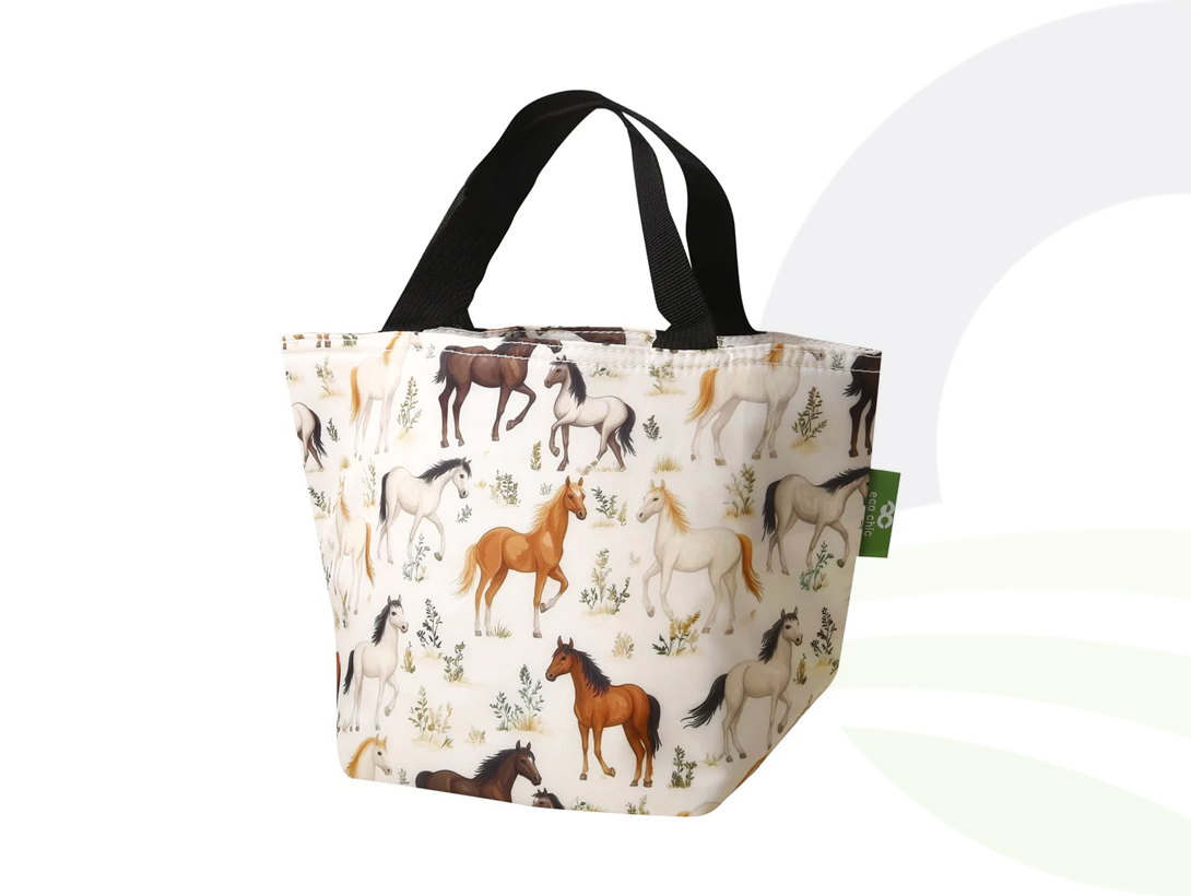 Beige Wild Horses Lunch Bag