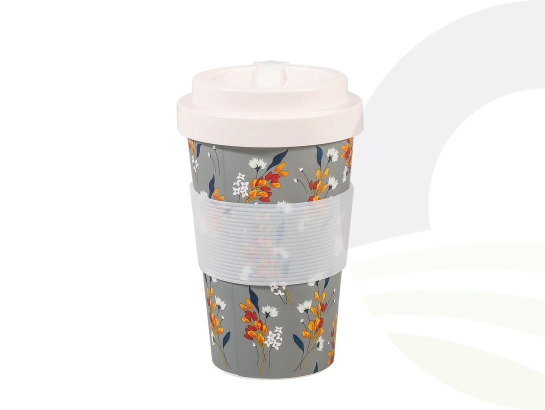 Grey Flowers Recycled Travel Cup