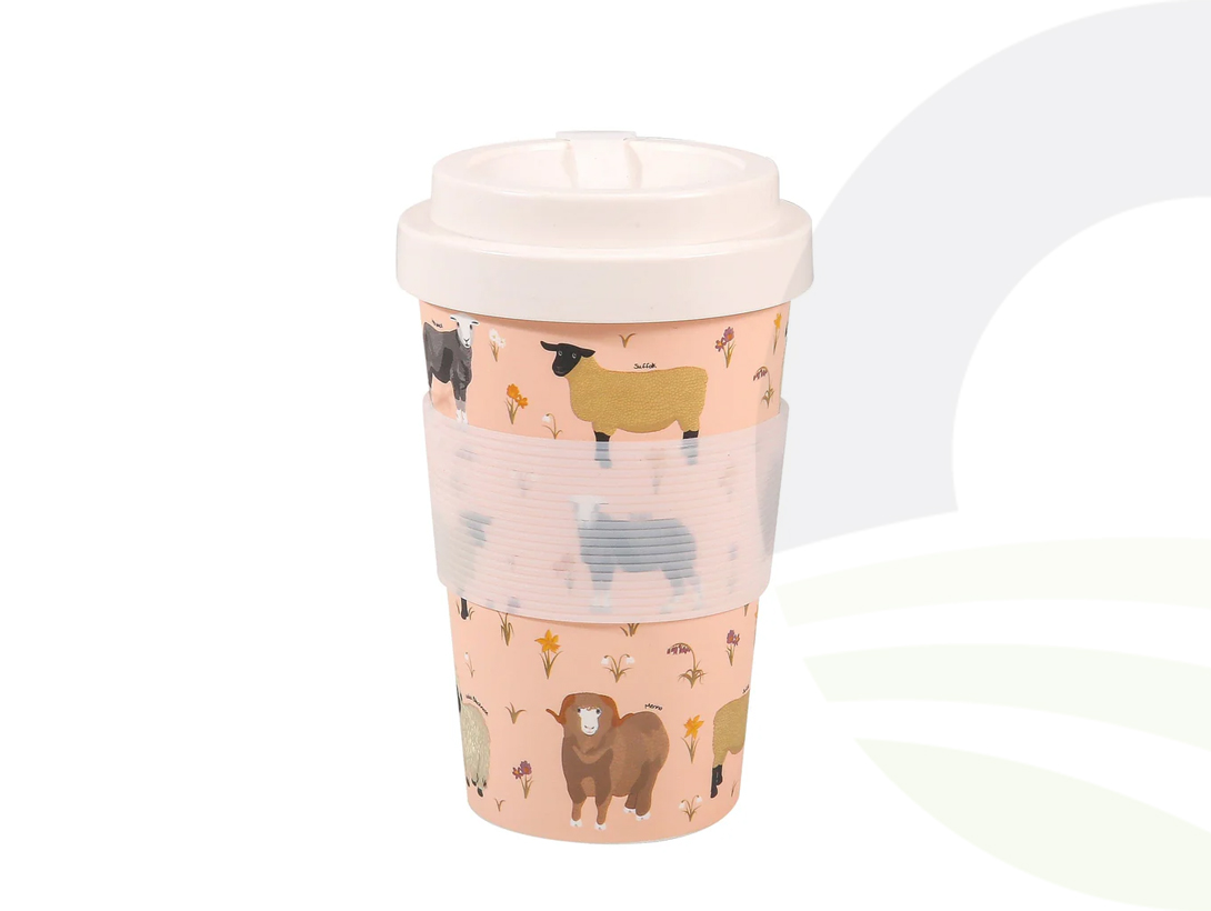 Beige Sheep Realism Recycled Travel Cup