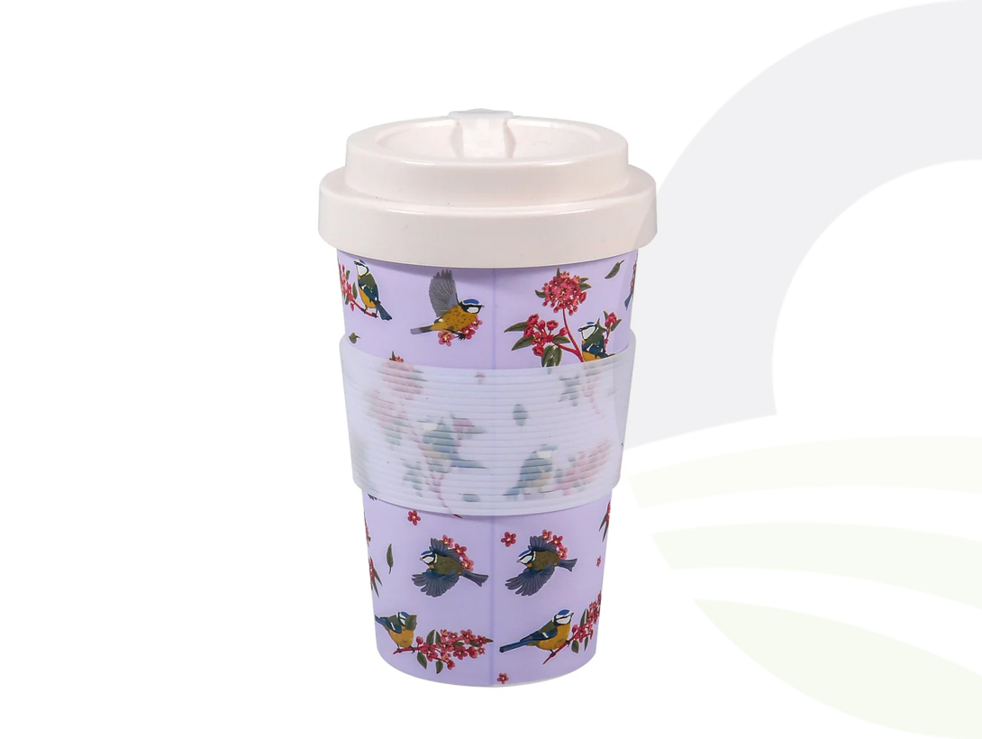 Lilac Blue Tits Recycled Travel Cup