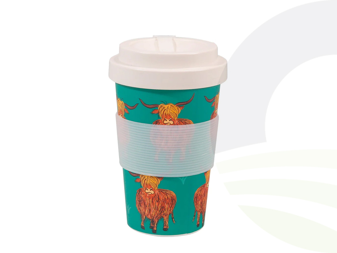 Teal Highland Cow Recycled Travel Cup
