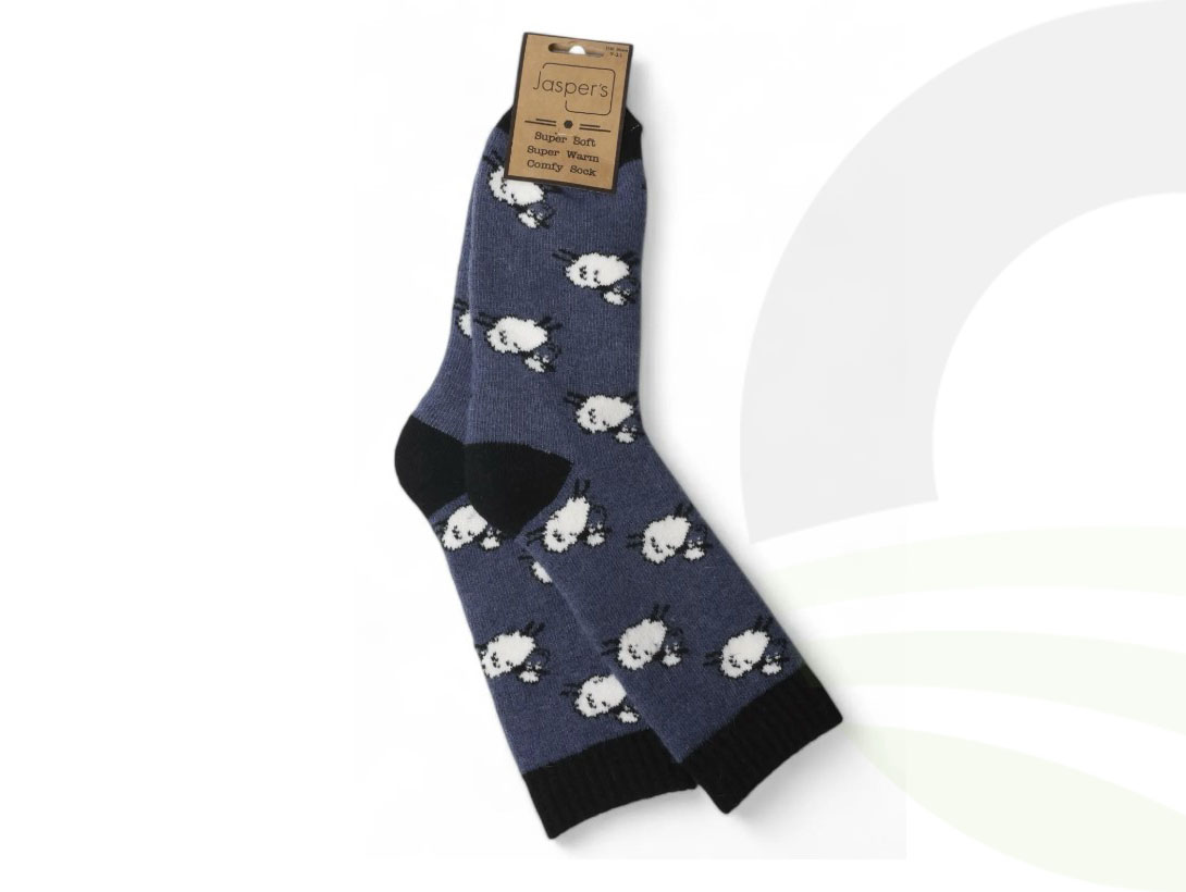 Jess & Lou Navy Soft Sheep Cosy Socks (Size: Navy Sheep)