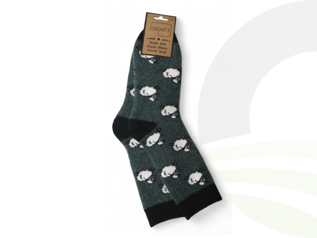 Jess & Lou Green Soft Sheep Cosy Socks (Size: Green Sheep)