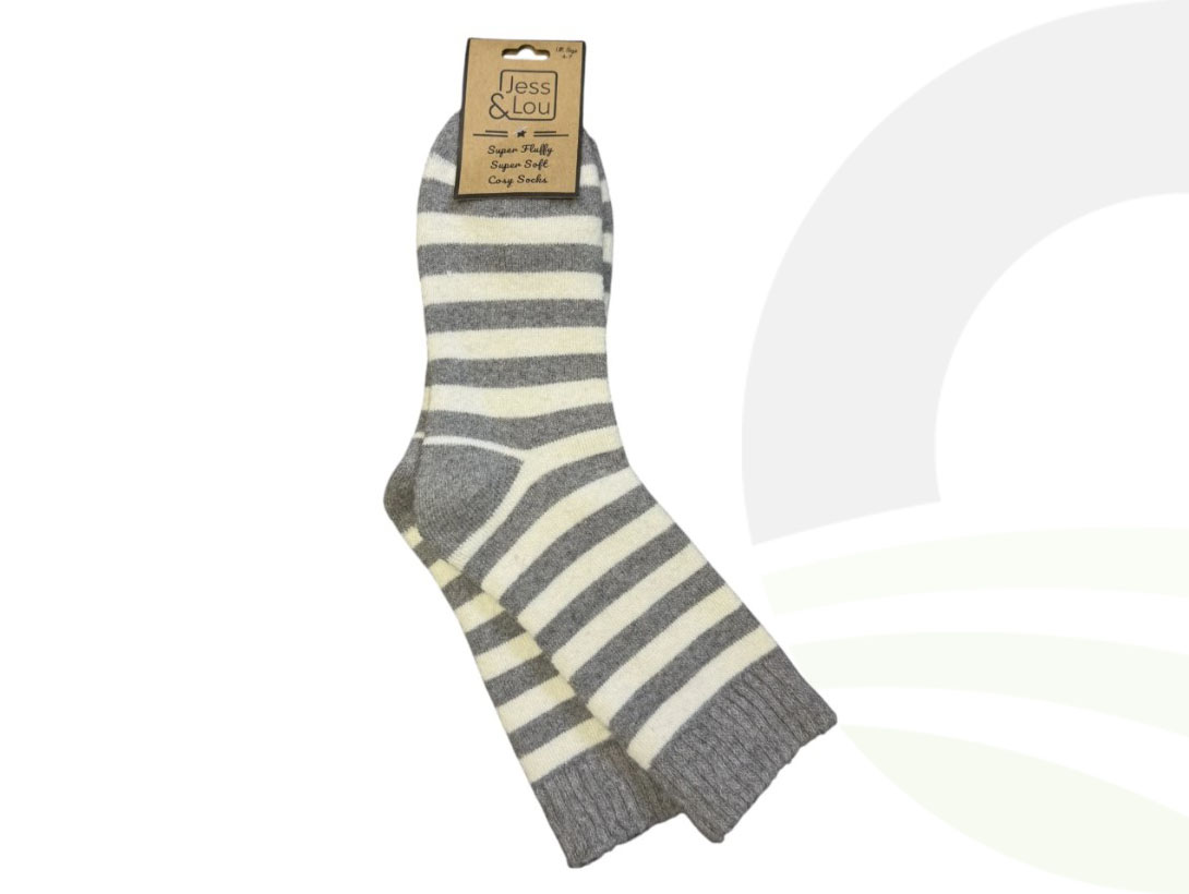 Jess & Lou Grey Stripe Cosy Socks