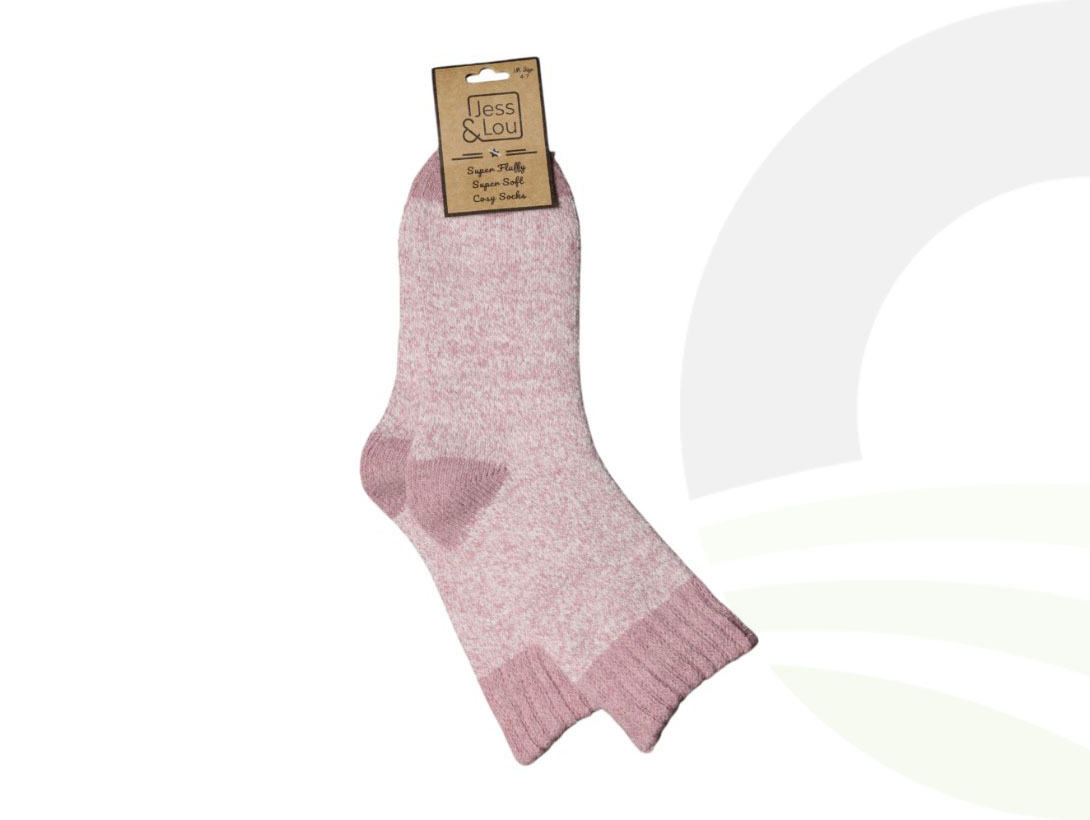 Jess & Lou Pink Marl Cosy Socks