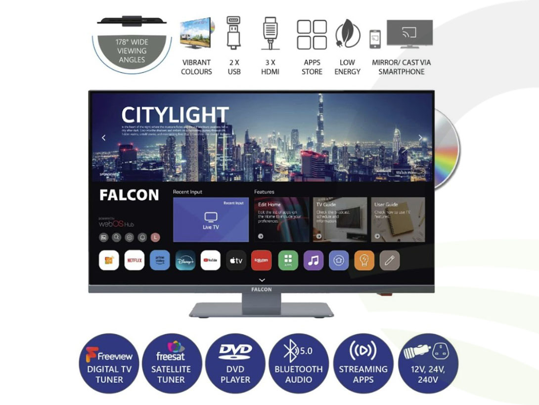 Falcon 19" Smart Camping TV WiFi & DVD Player (Size: 19 Inch)