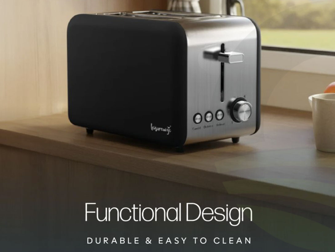 Leisurewize Sleek Toaster - Black (Colour: Black)