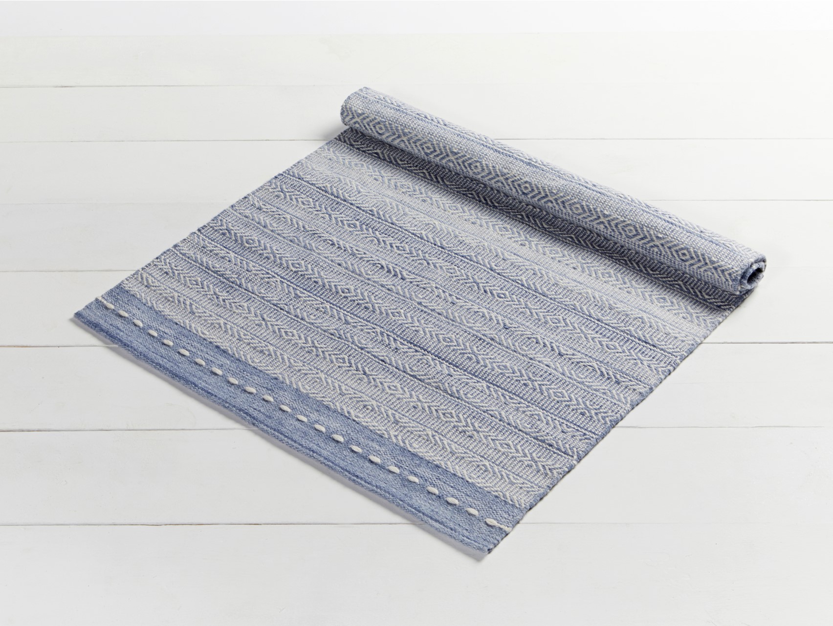 Walton&Co Blue Diamond Weave Stripe Rug 60x90