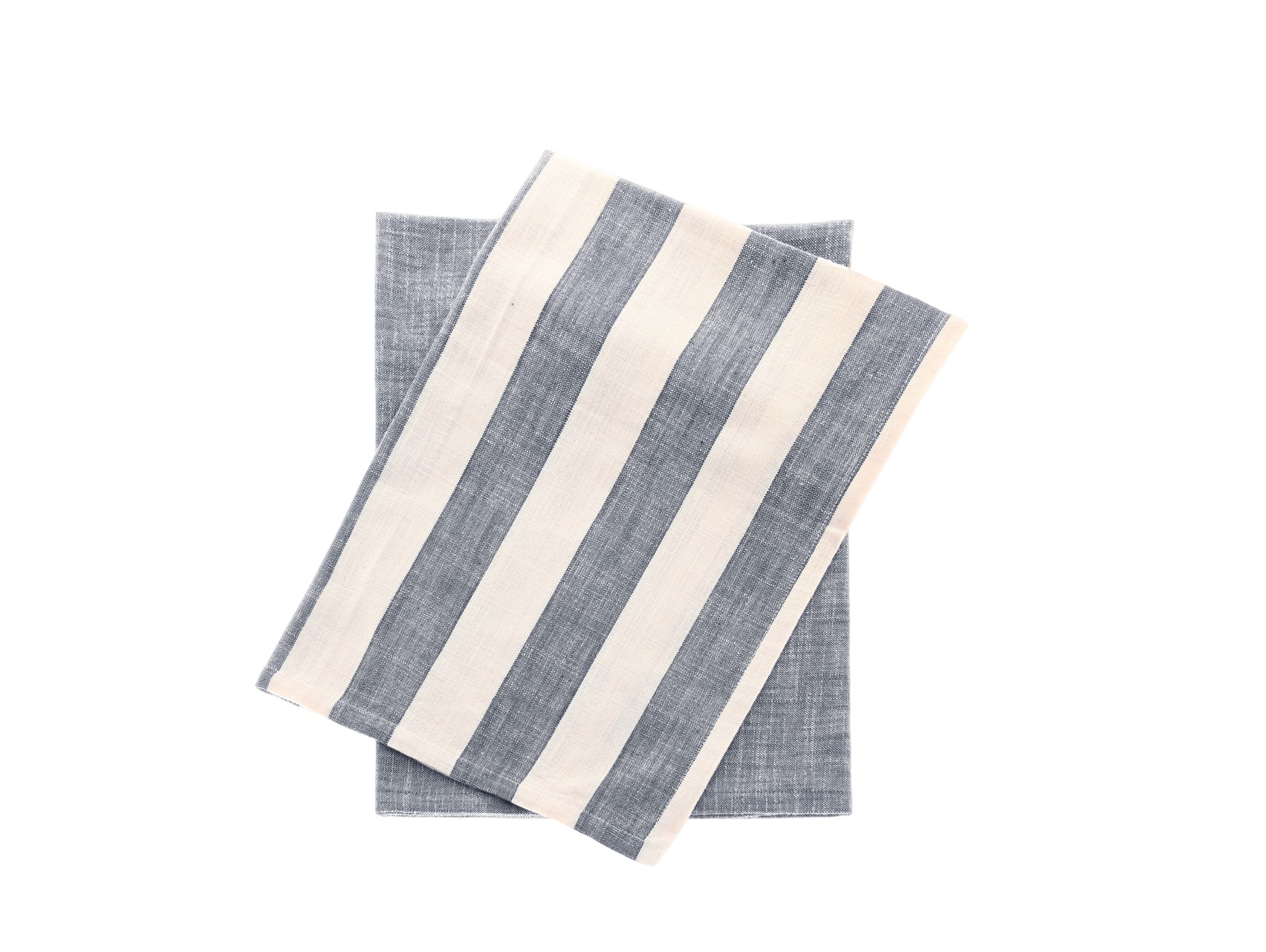 Walton&Co Flint Blue Wide Stripe Tea Towel Set Of 2