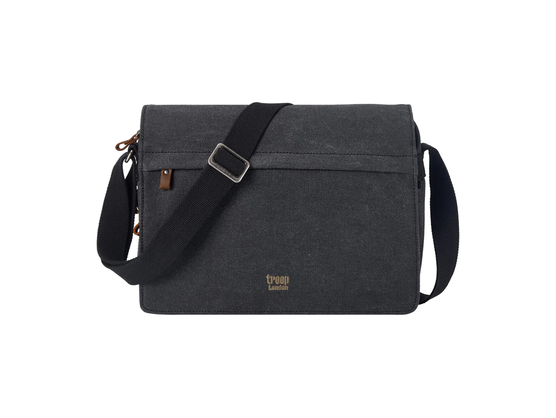 Troop Black Stone Washed Classic Canvas Messenger Bag 
