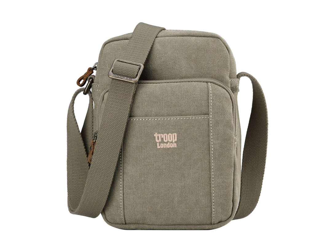 Troop Khaki Vertical Canvas Crossbody Bag 