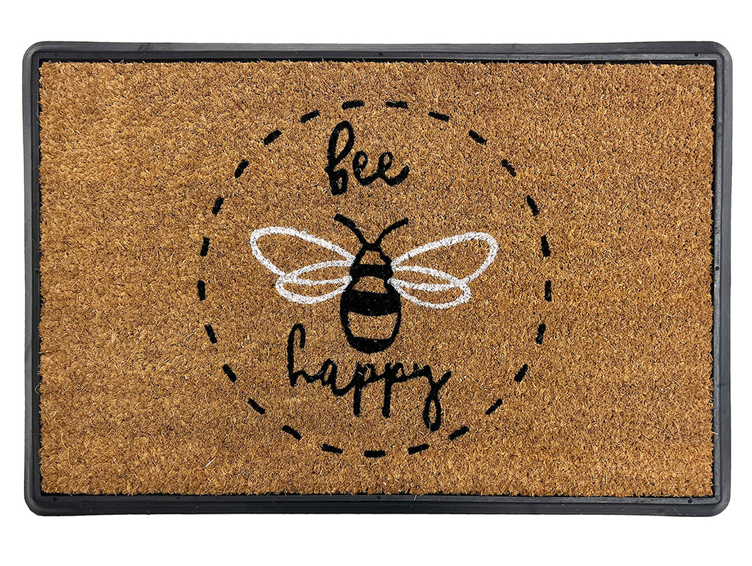 Rubber & Coir Tray Mat Bee Happy