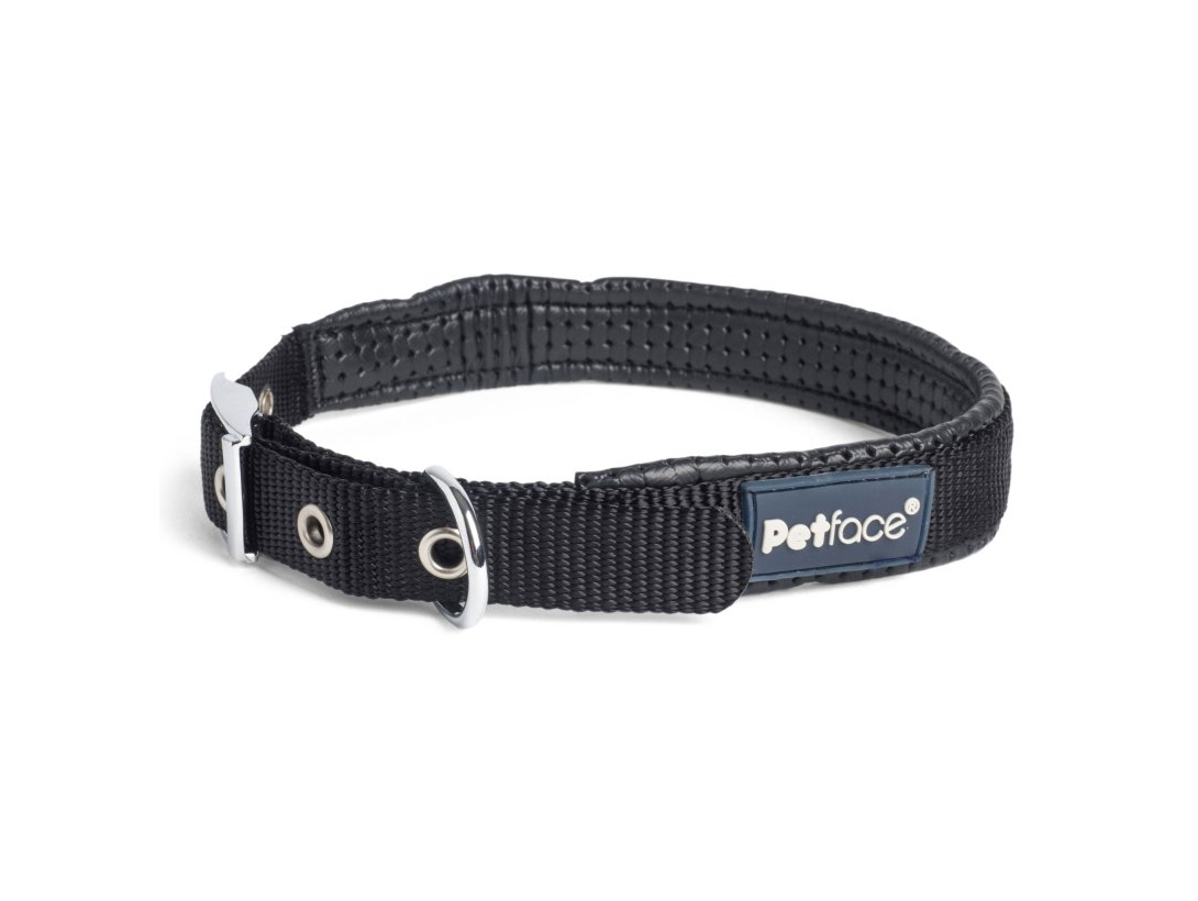 Padded Nylon Dog Collar Black Lrg