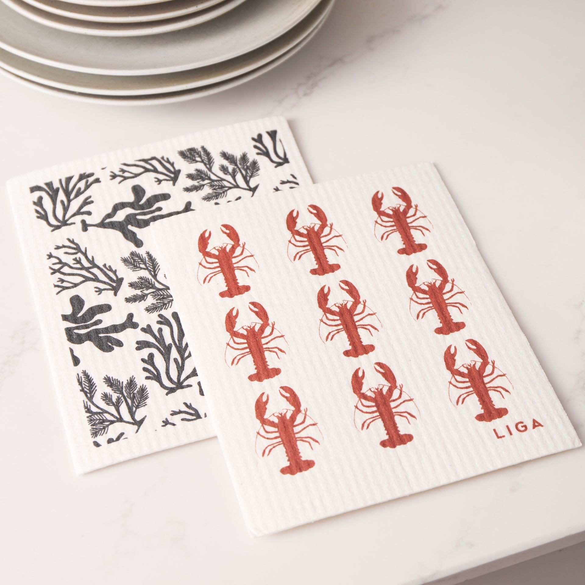 LIGA Eco Dishcloths Lobster & Seaweed 2pc