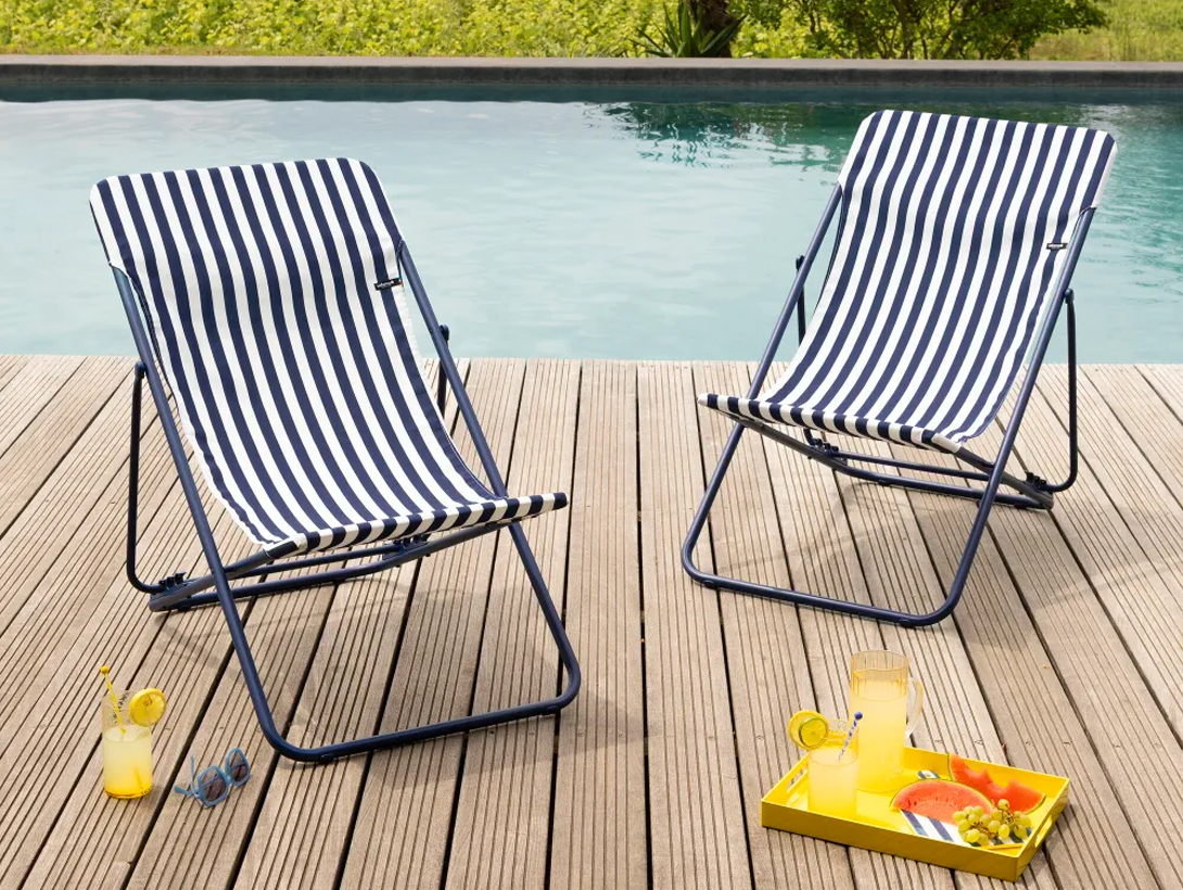 Lafuma Maxi Transat Stripes Indigo Deck Chair
