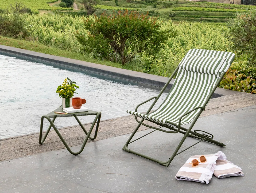 Lafuma Transaswing Stripes Moss Rocking Deck Chair