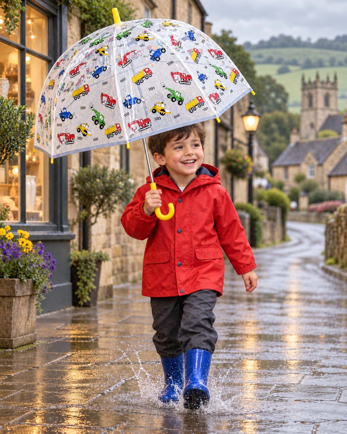 Childrens Diggers And Dump Truck Umbrella