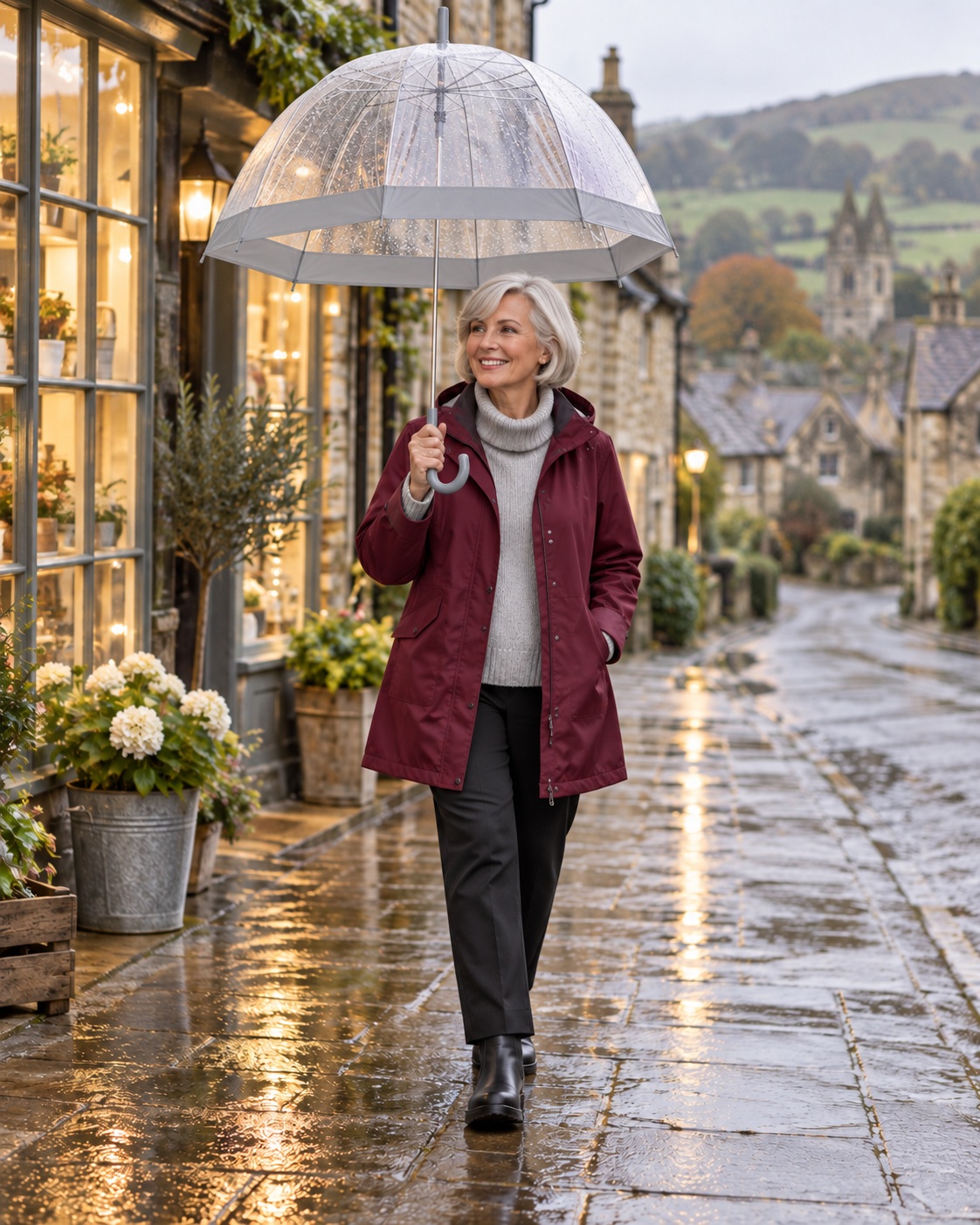 X-Brella Grey Bordered Dome Umbrella 