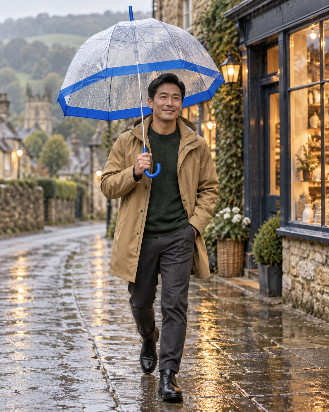 X-Brella Blue Bordered Dome Umbrella 