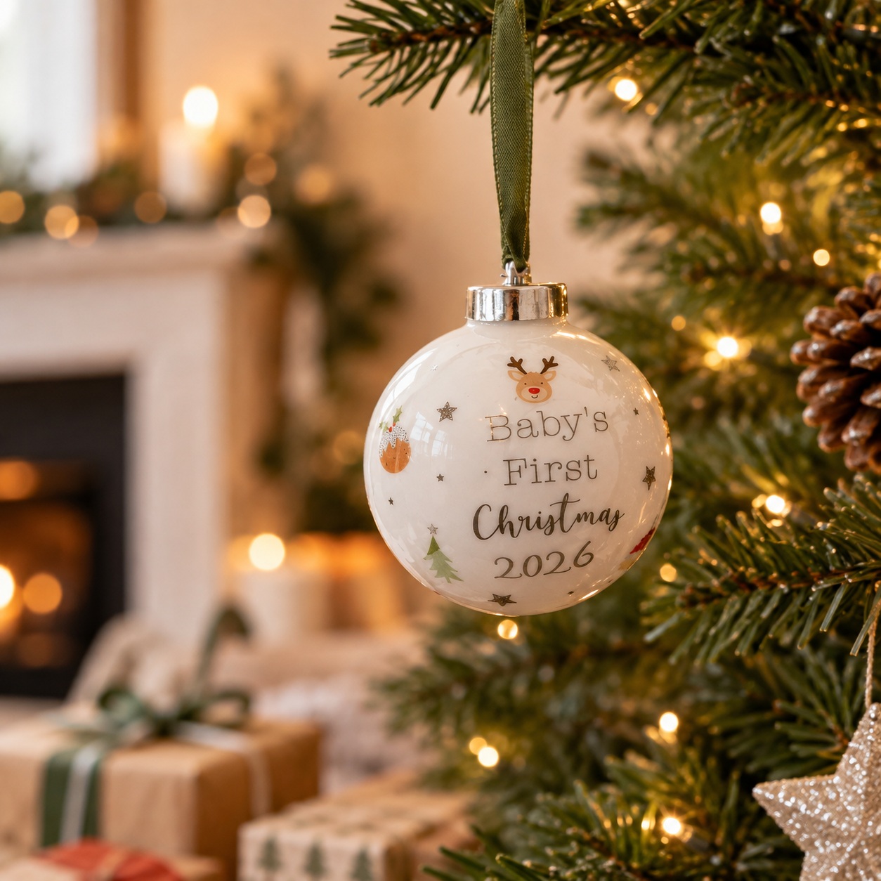 Babys First Christmas 2026 Ceramic Bauble