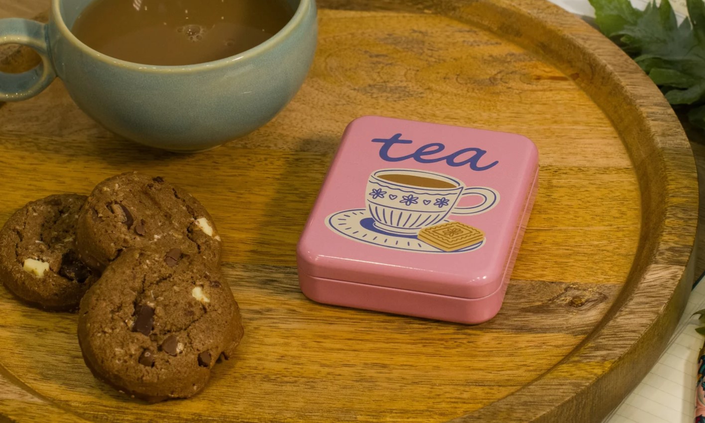 TINIT Tea Bags Tin Biccy Pink